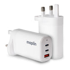 Maplin 3 Port USB Wall Charger 2x USB-C 1x USB-A GaN PD QC 3.0 45W High Speed Charging - TOYFACTORY