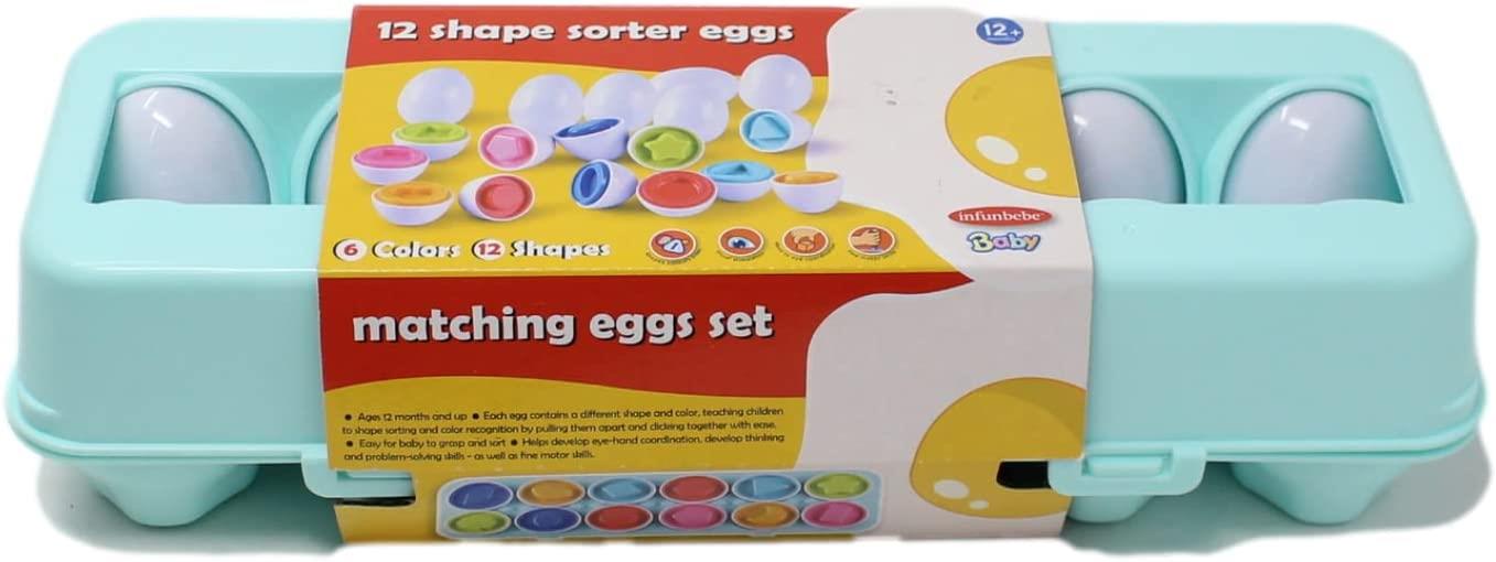 12 Shape Sorter Matching Egg Set Early Development Sensory Toy - TOYFACTORY