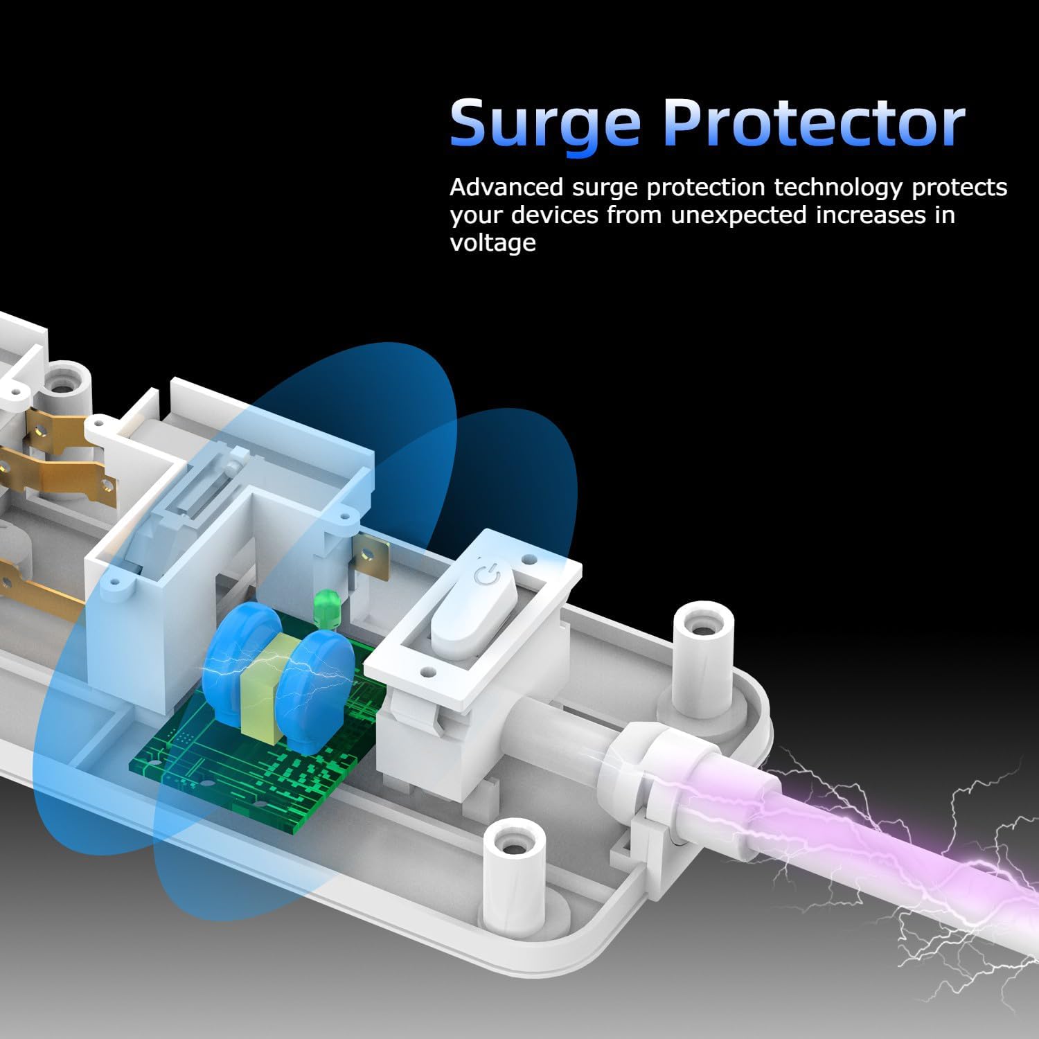 1.8m 4 Socket 13 Amp Extension Lead with 2x USB-A / 1x USB-C Ports - TOYFACTORY