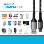 Maplin USB-C to USB-A 60W Braided Cable - Grey - TOYFACTORY