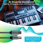 Maplin USB-C to USB-B Braided Cable - Grey, 5m - TOYFACTORY