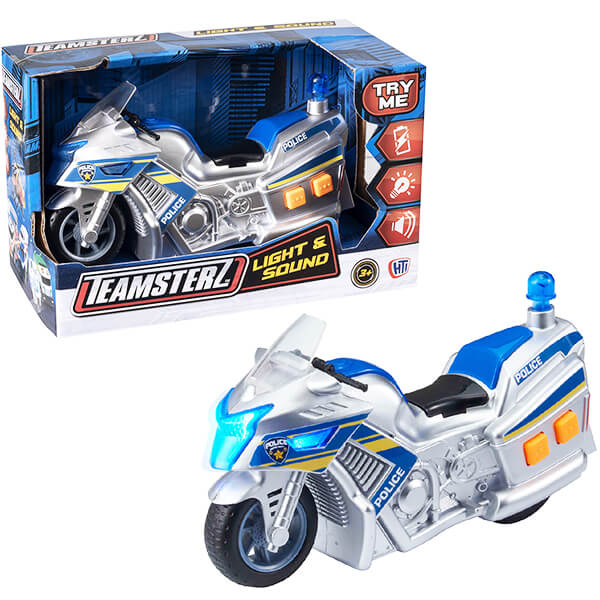 Children's Plastic Police Motorcycle Toy with Lights and Sounds