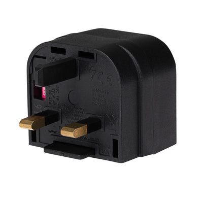 Maplin EU 2 Pin Mains Plug to UK 3 Pin Mains Plug Converter with 3 Amp Fuse - Black