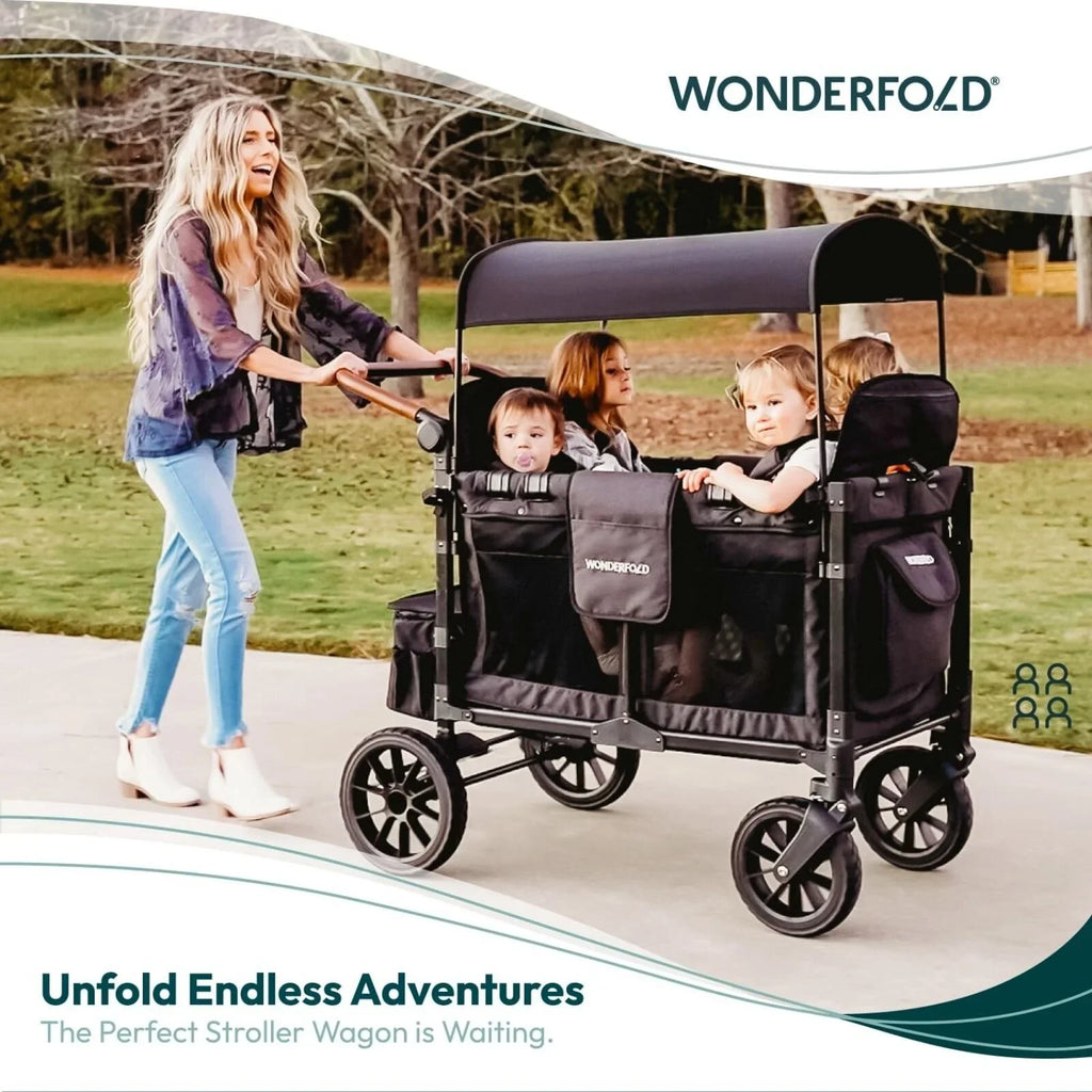Wonderfold W4 Luxe Pro Stroller Wagon - Charcoal Grey
