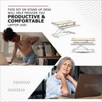 ProperAV Two Tier Stand Up Desk Converter Worktop with Gas Spring Lift & Variable Height Settings - White - TOYFACTORY