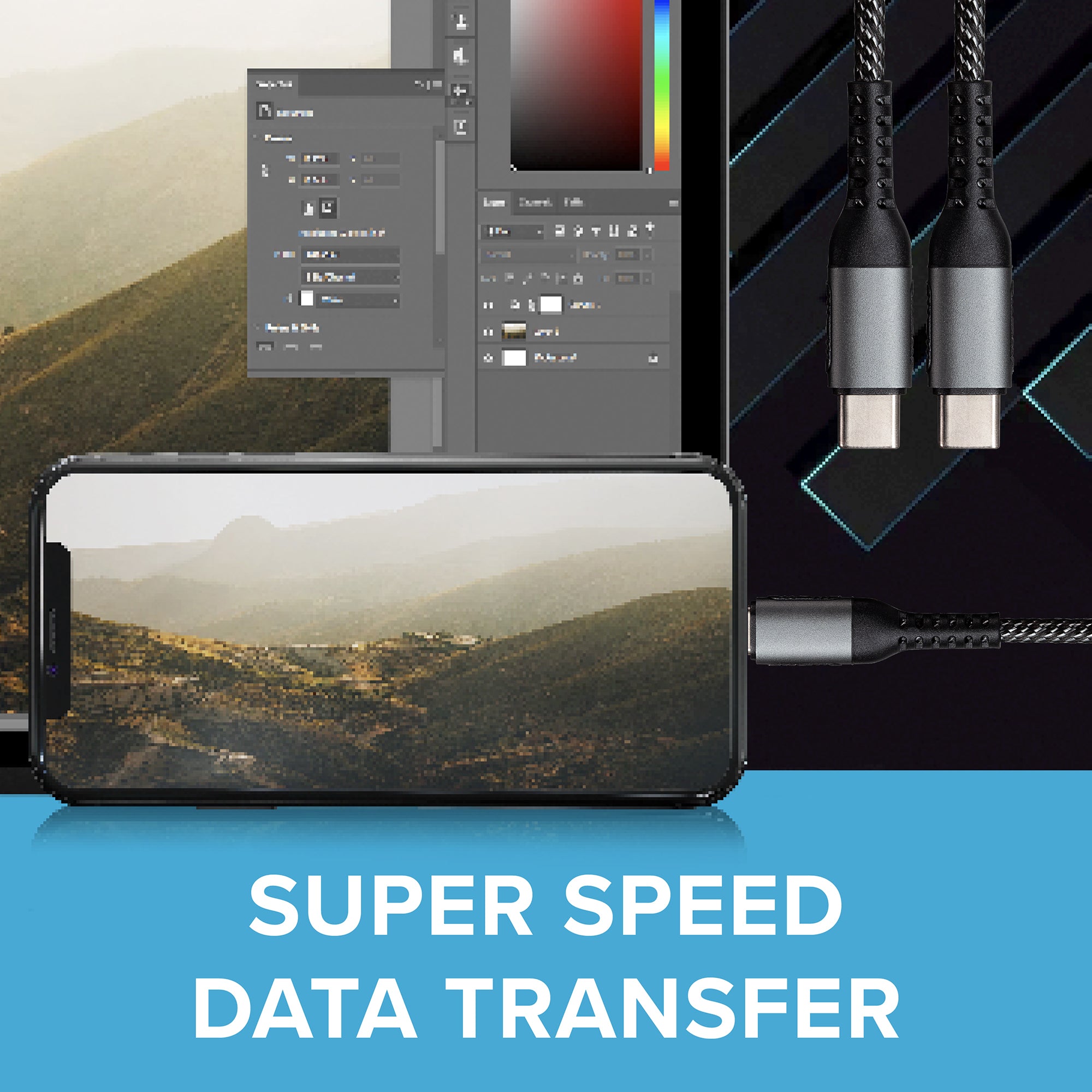 Maplin USB-C to USB-C 60W PD Braided Cable - Silver - TOYFACTORY