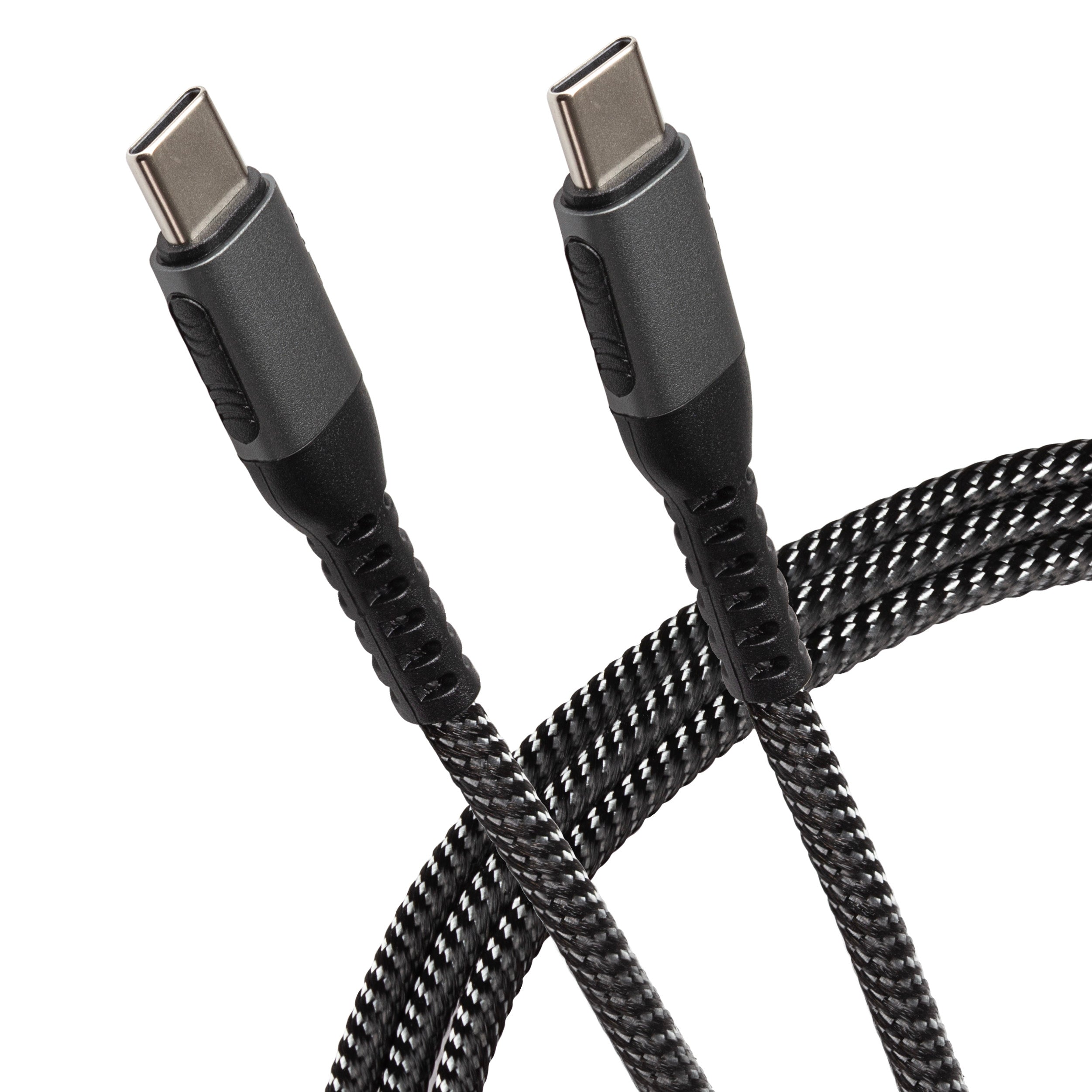 Maplin USB-C to USB-C 60W PD Braided Cable - Silver - TOYFACTORY