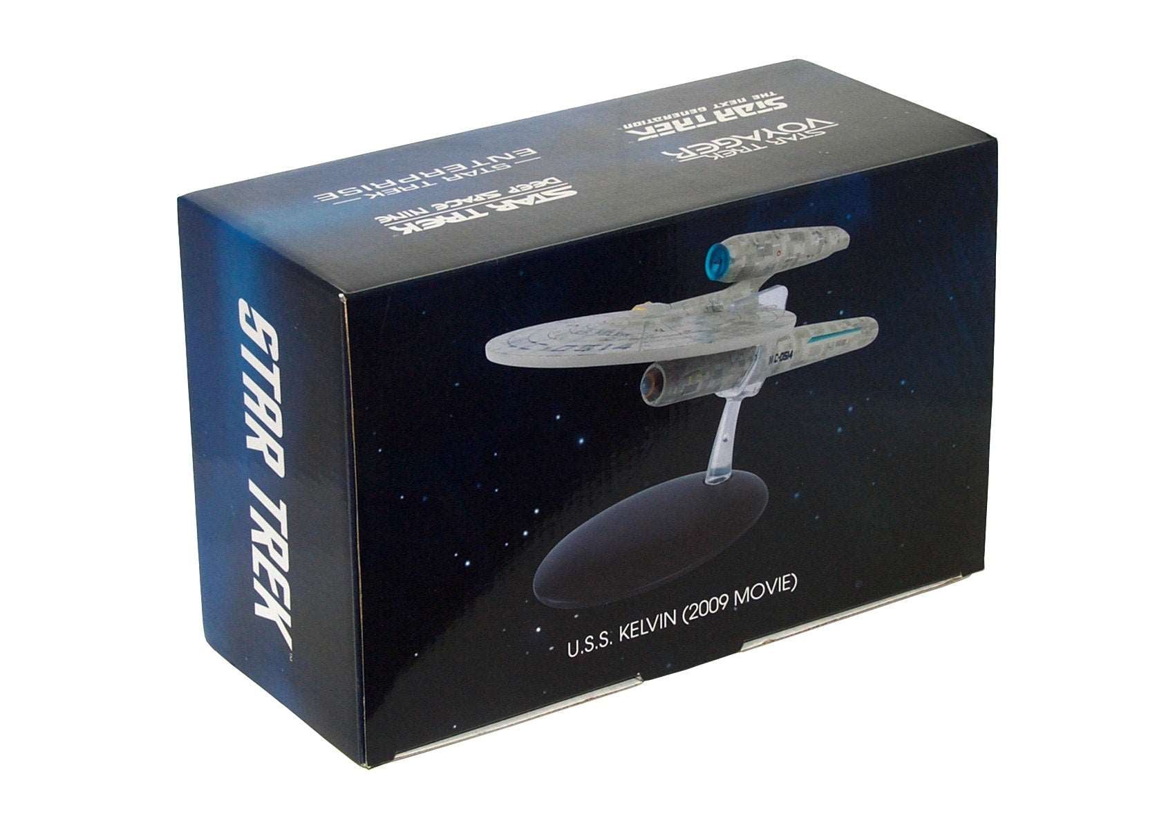 Kelvin NCC-0514 model die-cast ship figurine from Star Trek Special Issue by Real Merch in box.