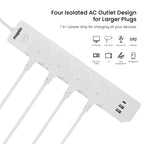 1.8m 4 Socket 13 Amp Extension Lead with 2x USB-A / 1x USB-C Ports - TOYFACTORY