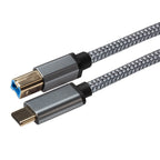 Maplin USB-C to USB-B Braided Cable - Grey, 5m - TOYFACTORY