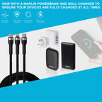 Maplin 2-in-1 USB-C to Multi-Charging USB-C 65W & Lightning 12W Braided Cable - TOYFACTORY