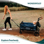 Wonderfold X2R Push & Pull Quad Stroller Wagon - Black