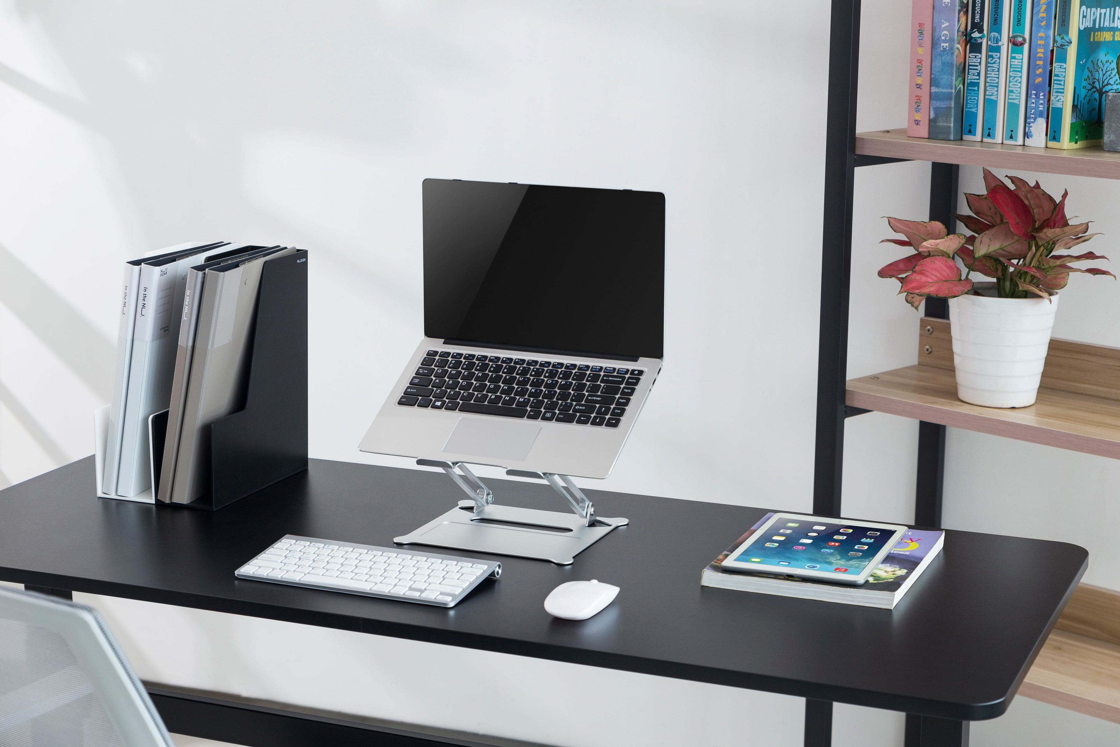 ProperAV Aluminium Construction Fully Adjustable Laptop or Tablet Stand - Silver - TOYFACTORY