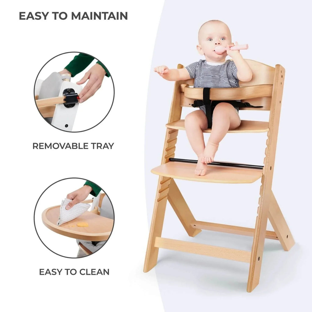 Kinderkraft Enock Wooden Highchair - Full Grey - TOYFACTORY