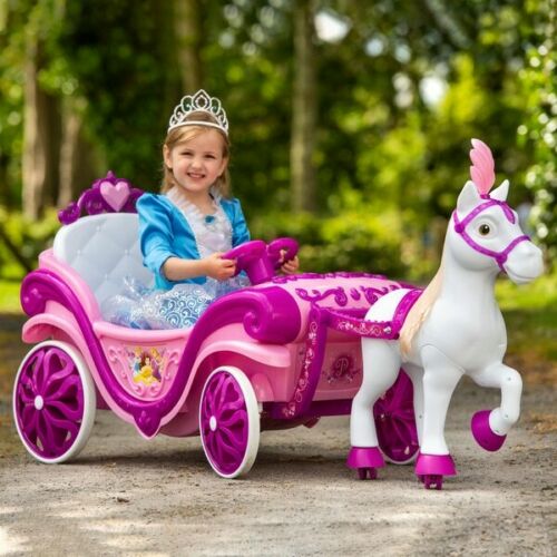 Kids Disney Princess 6v Electric Ride-on Horse & Carriage