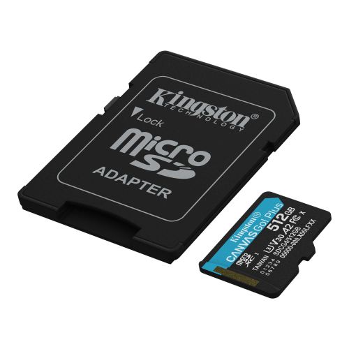 Kingston 512GB Canvas Go! Plus Micro SDXC Card, SD Adapter, UHS-I Class 10, U3, 200MB/s - TOYFACTORY