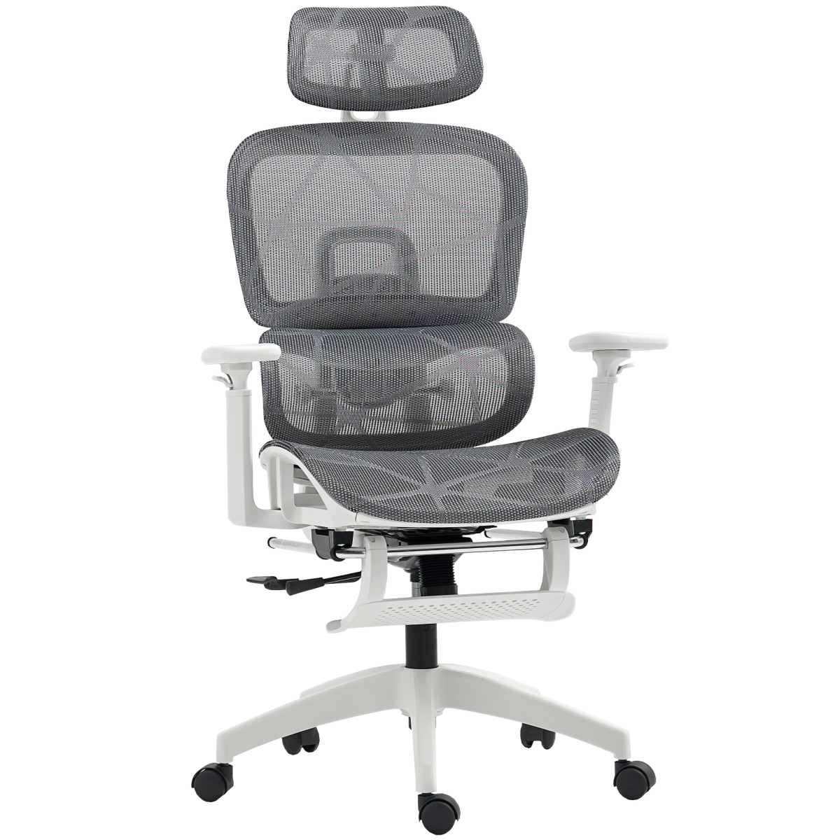 HOMCOM Ergonomic Office Chair Swivel Computer Chair with 3D Armrest Grey - TOYFACTORY