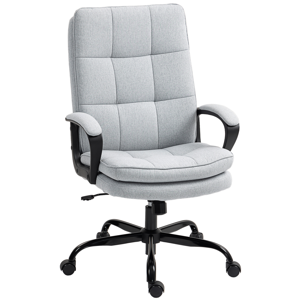 HOMCOM Fabric Office Chair, Computer Desk Chair for Home, Light Grey - TOYFACTORY