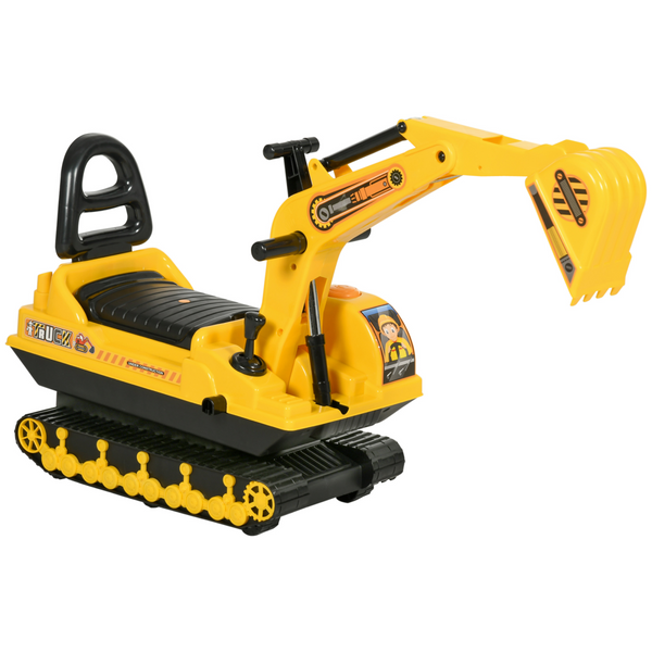 Ride On Excavator Toy Tractors Digger Movable Walker Construction Truck HOMCOM - TOYFACTORY