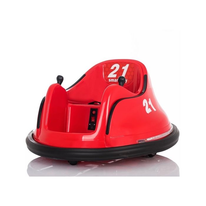 Red kids ride-on Waltzer car by Electric Ride On Cars, 12V battery-powered vehicle for children to spin and play outdoors.