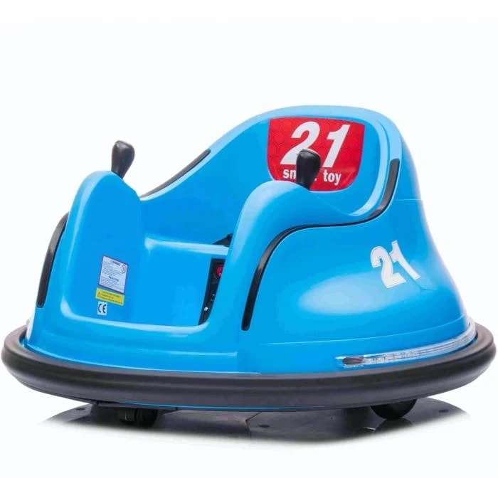 Blue kids ride-on Waltzer toy from Electric Ride On Cars, featuring spinning wheels and fun design for children.