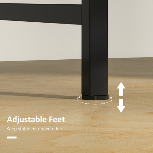 HOMCOM 2-Tier Writing Desk Metal Frame with Storage Shelf Rustic Brown