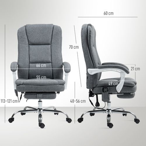 HOMCOM Massage Office Chair, Heated Reclining Desk Chair, Grey