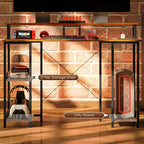 HOMCOM Computer Desk Reversible Home Office Desk with Storage Rustic Brown - TOYFACTORY