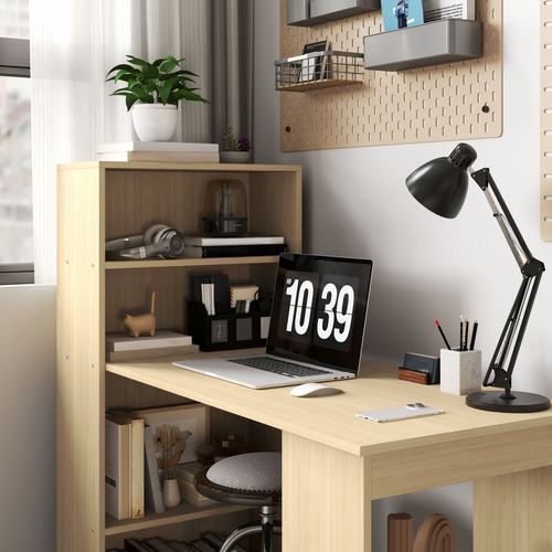 HOMCOM 120cm Computer Desk Bookshelf Writing Table Workstation 6 Shelves - TOYFACTORY