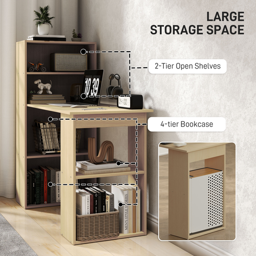 HOMCOM 120cm Computer Desk Bookshelf Writing Table Workstation 6 Shelves - TOYFACTORY