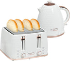 HOMCOM 1.7L Kettle and Toaster Set with Defrost, Reheat and Crumb Tray, White - TOYFACTORY