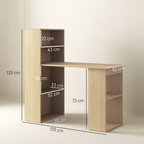 HOMCOM 120cm Computer Desk Bookshelf Writing Table Workstation 6 Shelves - TOYFACTORY