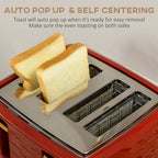 HOMCOM Kettle and Toaster Set 1.7L Rapid Boil Kettle & 4 Slice Toaster Red - TOYFACTORY