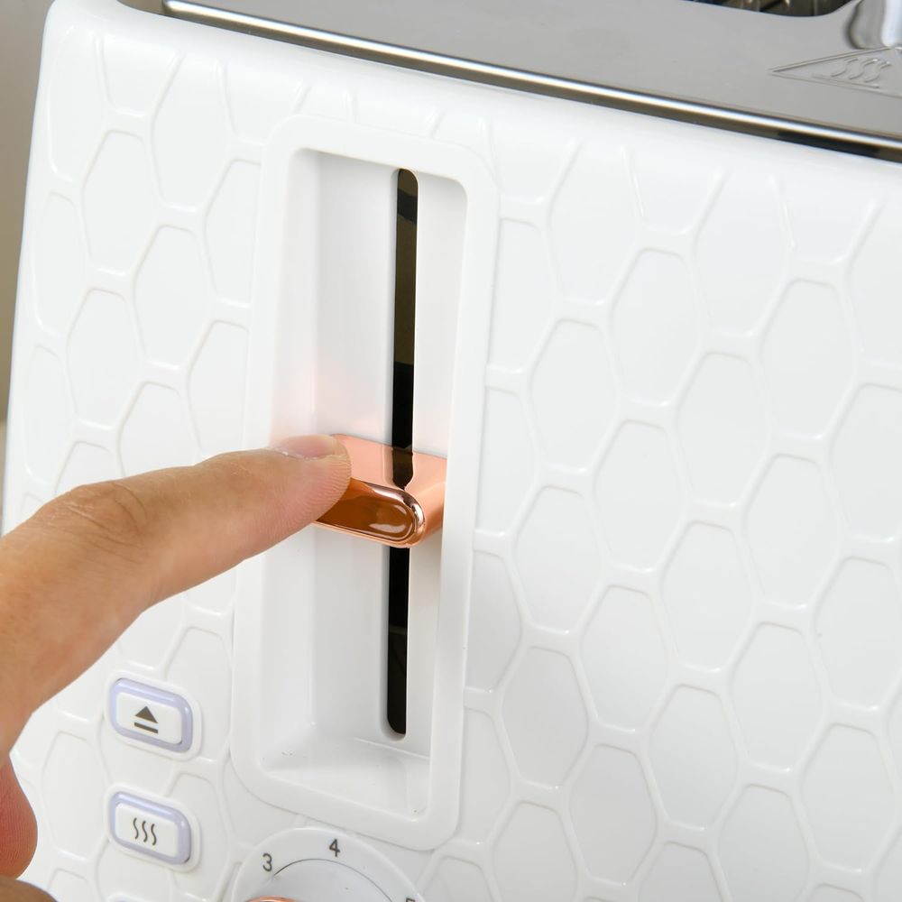 HOMCOM 1.7L Kettle and Toaster Set with Defrost, Reheat and Crumb Tray, White - TOYFACTORY