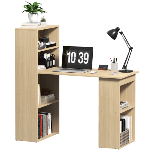 HOMCOM 120cm Computer Desk Bookshelf Writing Table Workstation 6 Shelves - TOYFACTORY