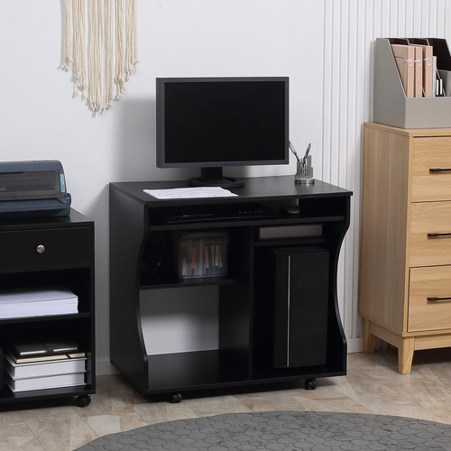 HOMCOM Computer Table Study Desk with Sliding Keyboard Tray, Black