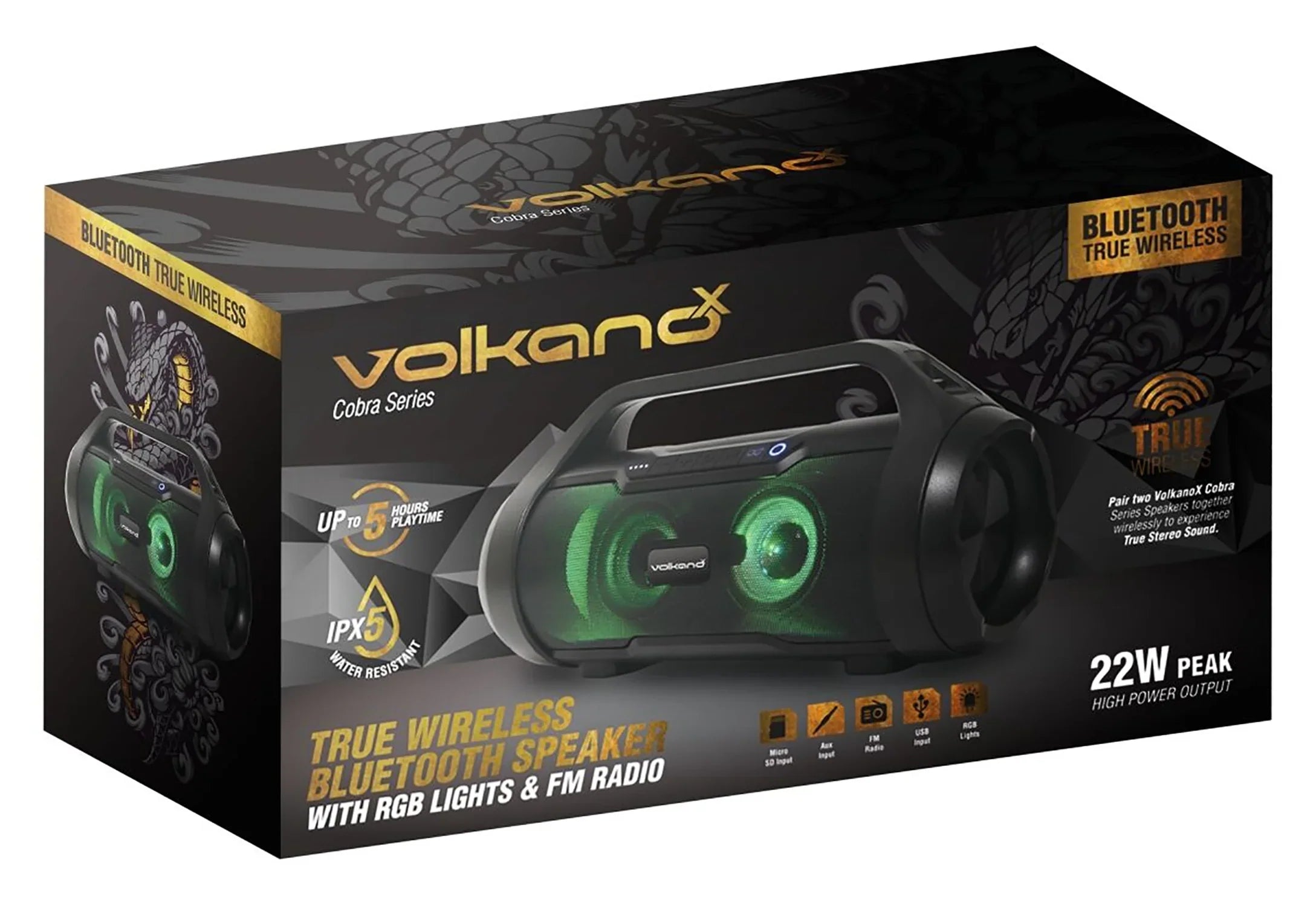 VolkanoX Cobra Series Bluetooth Speaker With FM Radio