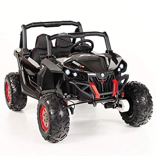 Black kids 24V electric ride-on UTV quad with MP4 player by Electric Ride On Cars, featuring rugged design and realistic details.