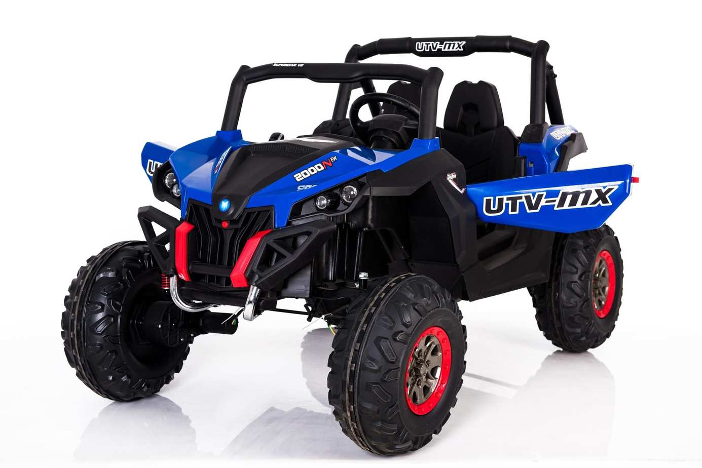 Blue Kids 24V Electric Ride-On UTV Quad by Electric Ride On Cars with MP4 player, featuring rugged design and child-friendly controls.