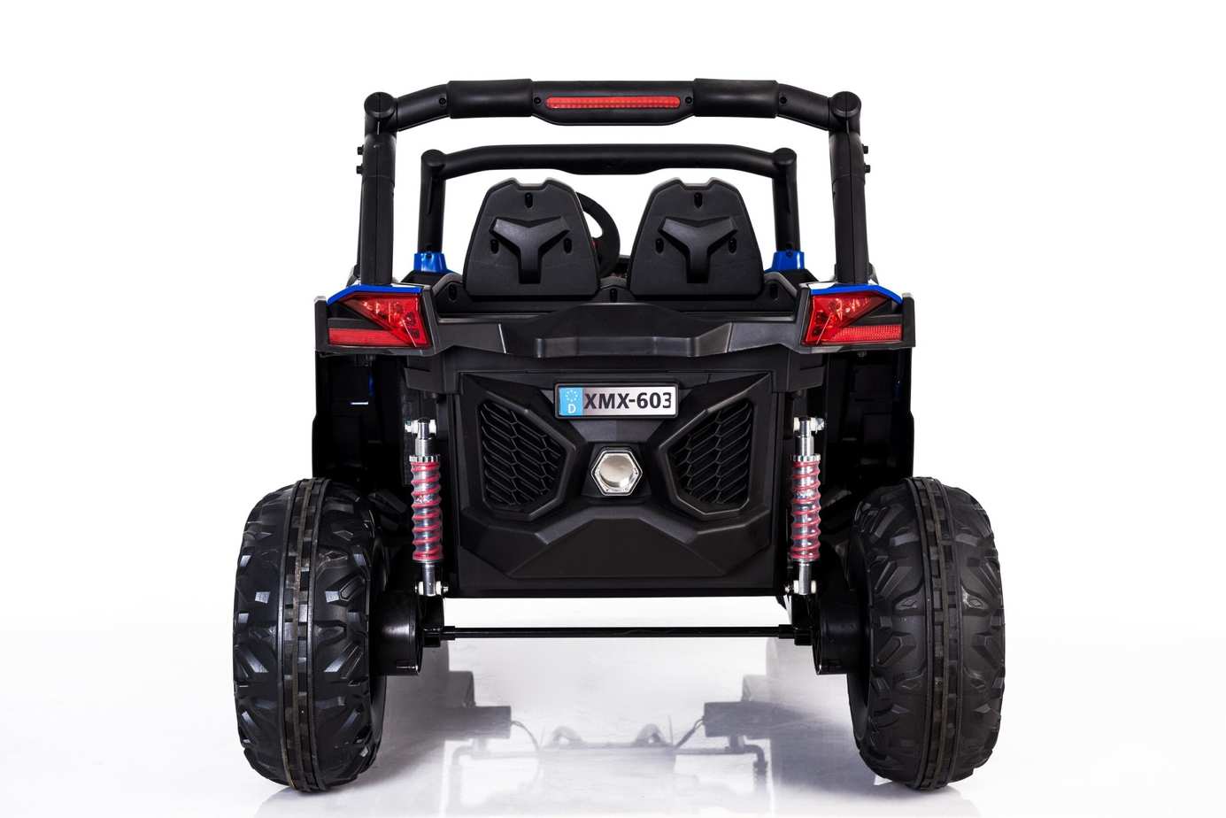 Blue Kids 24V electric ride-on UTV quad by Electric Ride On Cars featuring MP4 player and off-road design.