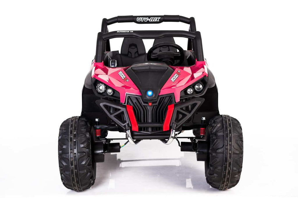 Pink kids' 24V electric ride-on UTV quad with MP4 player, branded Electric Ride On Cars, suitable for outdoor play.