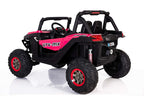 Pink kids' 24V electric ride-on UTV quad with MP4 player from Electric Ride On Cars, featuring rugged design and playful details.