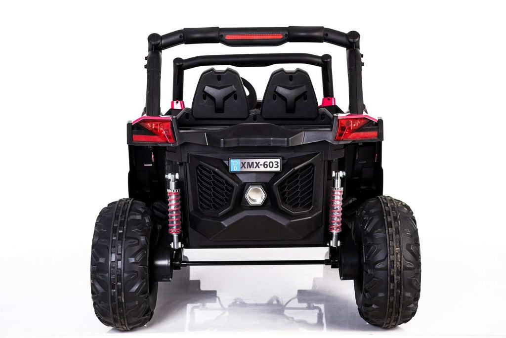Pink kids' 24v electric ride-on UTV quad from Electric Ride On Cars with MP4 player and realistic off-road design.