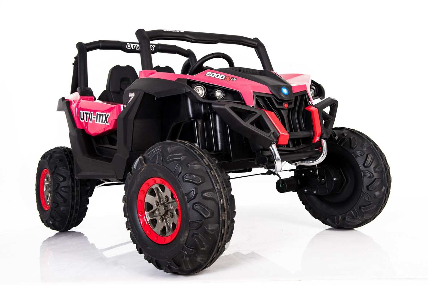 Pink kids' 24V electric ride-on UTV quad by Electric Ride On Cars with MP4 player, designed for outdoor fun and adventure.